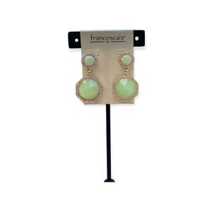 Francesca’s Green Plastic Circle Octagon Stud Earrings